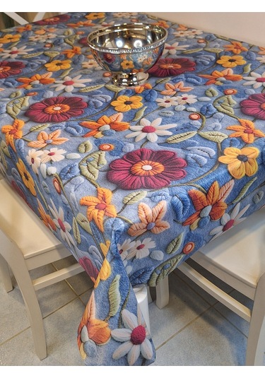 Kumaş Dokulu Tabanı Silikonlu Yıkanabilir Silinebilir Ütülenebilir Kaymaz Dekoratif Masa Örtüsü Brs020 Çok Renkli
