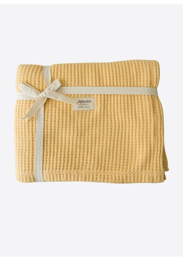 Organik Waffle Battaniye Sarı Sarı