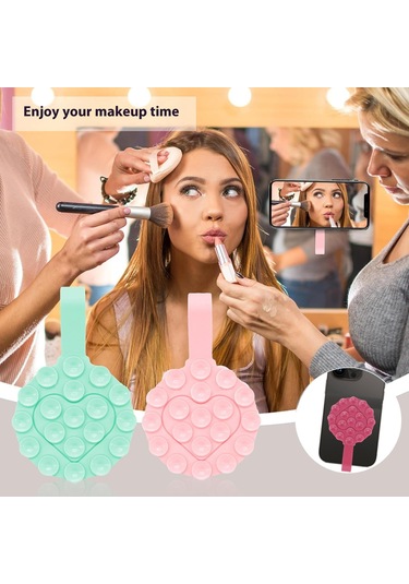 Rk-x18 19 Tane Silikon Vantuz Kalp Şeklinde Çift Taraflı Telefon Tutucu Çıkarılabilir Telefon Montaj Aparatı - Siyah