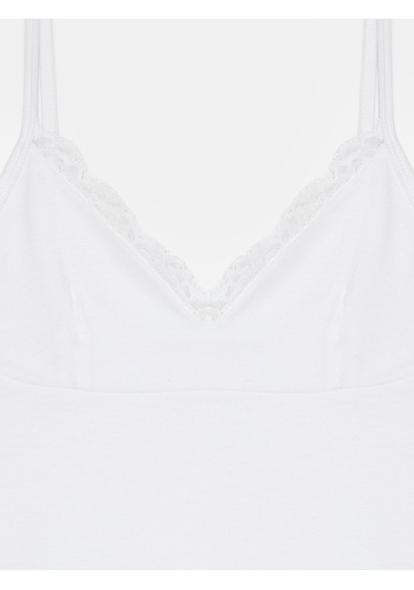 Dilvin 21191 Dantelli Top-beyaz