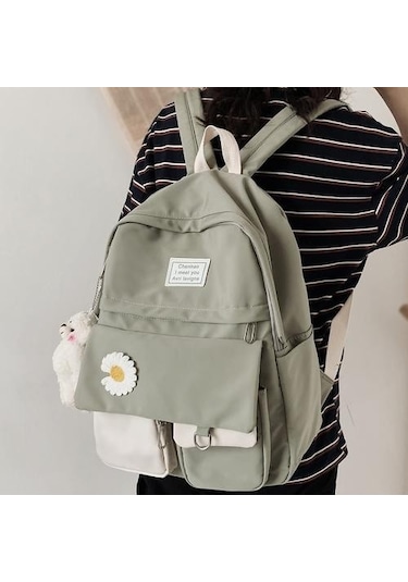 Kız Koleji Öğrenci Sırt Çantası Sevimli Çiçek Naylon Kadınlar Okul Çantası Lady Kawaii Sırt Çantası Kadın Moda Çanta Kitap Trendy Seyahat Yeni Sırt Çantaları 2z1u09 Yeşil