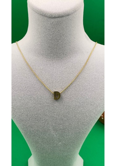 14k Altın Renginde D Harf Minimal Çelik Kadın Kolye Altın