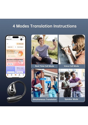 Fastbuy 144 Dil Gerçek Zamanlı Aı Çeviri, Müzik Ve Arama Üçlü İşlevli Kablosuz Bluetooth Kulaklık - Seyahat, İş, Öğrenme İçin