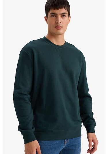 Defacto %100 Pamuk Basic Sweatshirt E8339AX26SP Yeşil