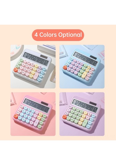 Aubyhe Güneş Paneli Ve Çift Kaynaklı 12 Haneli Hesap Makinesi - Geniş Lcd Ekran, 15 Eğimli Görünüm, Büyük Tuşlar, Beyaz Aaa Pil Gereklidir Beyaz