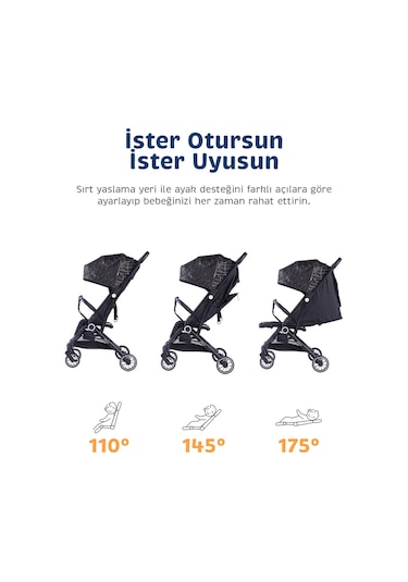 Baby Storch - Merlin Model Compact Bebek Arabası Kabin Boy - Siyah