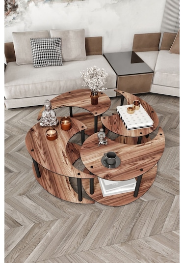 Yin Yang Unıty Serenıty Orta Sehpa 4 Lü Madran Ceviz-90 Cm Ceviz