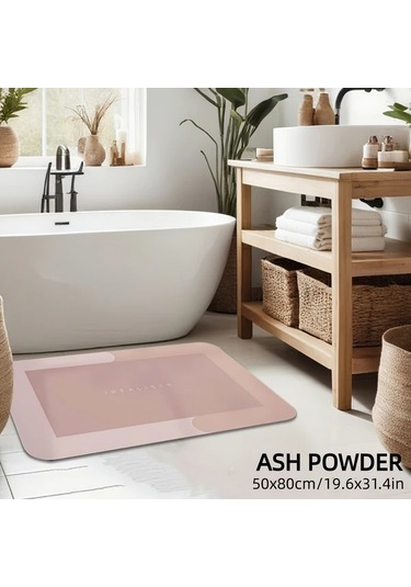 Elmpaly 1 Adet Kaymaz Diatomite Banyo Paspası - Hızlı Kuruyan Yumuşak Gri Pembe 50x80 Cm Gri Pembe