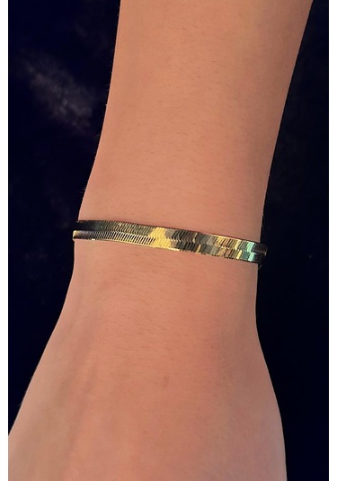 14 Ayar Altın İtalyan Ezme Bileklik 5.60 Mm Pembe Altın