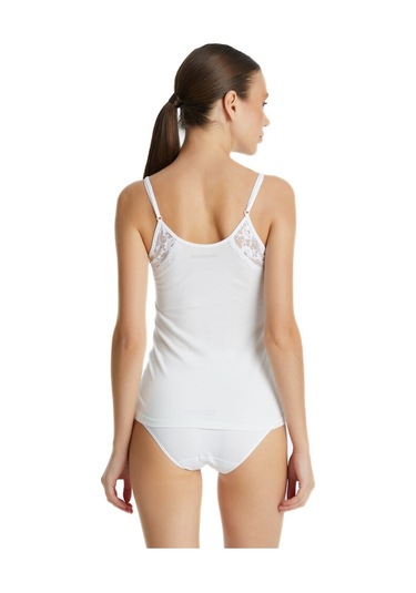 Blackspade Kadın Atlet İnce Askılı Dantelli Private 1984 - Beyaz