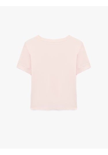 Koton Slim Fit Kısa Kollu Bisiklet Yaka Basic Tişört Pembe 6sak50400ek Gül