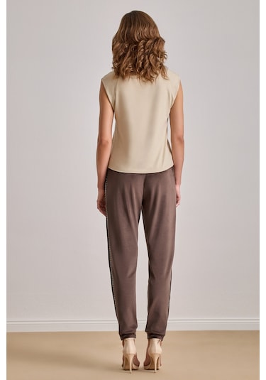 Günlük Giyim Bej Viskon Bluz Bej