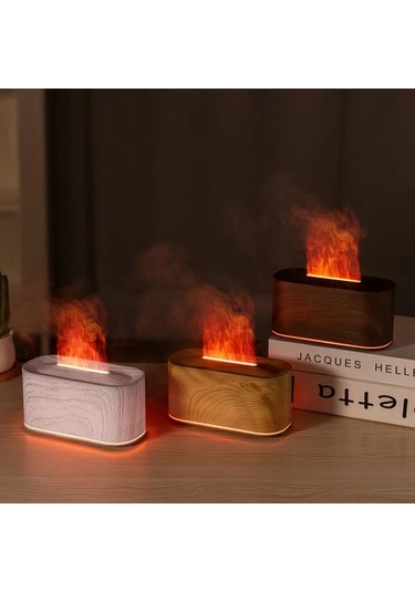 Techbloom Siyah Type-c Alevli Aromaterapi Makinesi 7 Renk Alev Işığı Düşük Ses 5 Hız Nemlendirici Ofis İçin