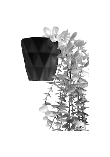 Gümüş Okaliptus 45 Cm New Collection Siyah Elmas Saksıda Yapay Sarkan Bitki Gri