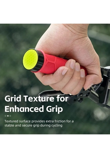 Rockbros 2023-14a 1 Çift Yansıtıcı Uç Tapalı Gidon Sapları Bisiklet Kolu Kapağı - Kırmızı