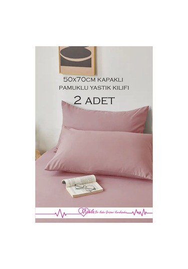 2 Adet Lüks Pamuklu Yastık Kılıfı 50x70 Kapaklı Model, Pamuklu Yastık Kılıfı Pembe