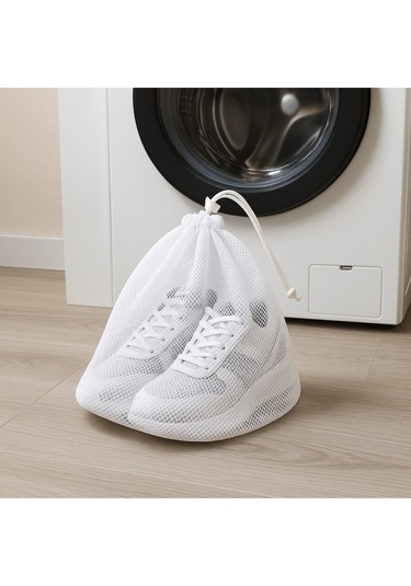 3 Lü Set Ayakkabı Yıkama Filesi 35x55 Cm Ağzı Büzgülü Çamaşır Makinesi Koruma Filesi Beyaz