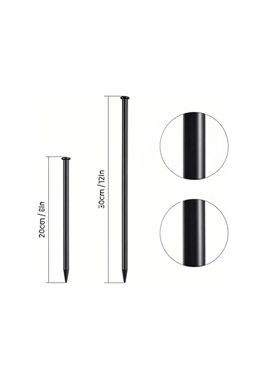 Springsun 8/12 İnç Ağır Hizmet Tipi Çelik Kamp Kazıkları - 6 Parça - Çadır Ve Gölgelik İçin Dayanıklı Outdoor Çivileri Diğer