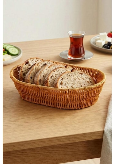 Digithome Oval Rattan Mini Ekmek Sepeti - Bb6063 Turuncu
