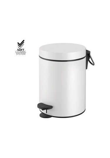 Çöp Kovası, Pedallı, Soft, 5lt - Mat Beyaz Mat Beyaz