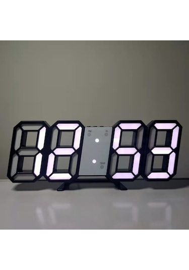 Suofeng Led Dijital 3d Mini Saat - Duvar/writing Tebeşi Uyumlu, Akıllı Alarm, Siyah Kasa Beyaz Işık, 163.5x60x16.5mm Siyah