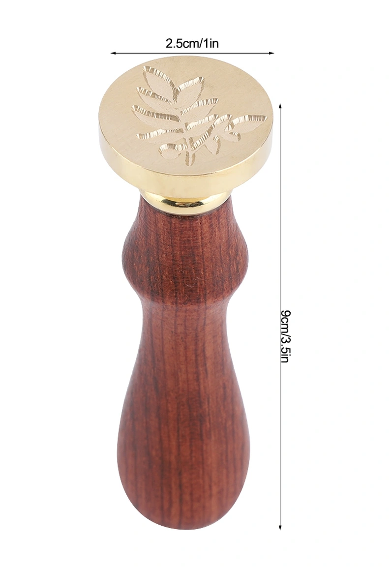 Mufunye Klasik Desenli Ahşap Saplı Mühür Mührü - Çelik Uçlu, Kolay Değiştirilebilir, Davetiye/zarf İçin Retro Stempel 012 Bitki Deseni