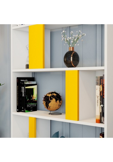 Variant Lima Çalışma Masası Ve Kitaplık Takımı - Beyaz / Sarı Beyaz