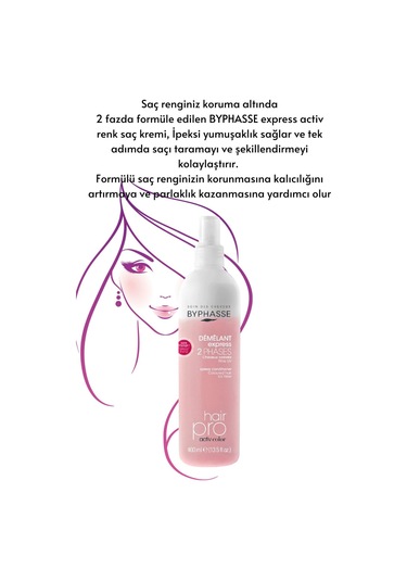 Byphasse Boyalı ve Kuru Saçlara Özel Çift Fazlı Renk Koyucu Vegan Sıvı Saç Kremi 400 ML