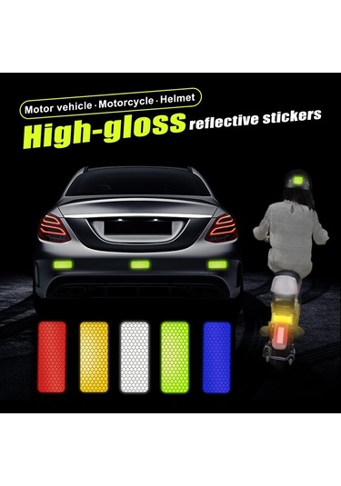 Yansıtıcı Uyarı Etiketi Tekerlek Kaşları Kapı Açma Yansıtıcı Şerit Araba Jant Koruyucu Araba Çıkartması Dıy Kare Mavi 10 Adet