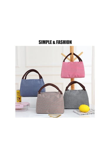 Skycity Pembe Çizgili Isı Yalıtımlı Öğle Yemeği Çantası - Oxford Kumaş + Alüminyum Folyo, 23x16x15 Cm, Hafif Taşınabilir, Büyük Kapasite Çok Renkli