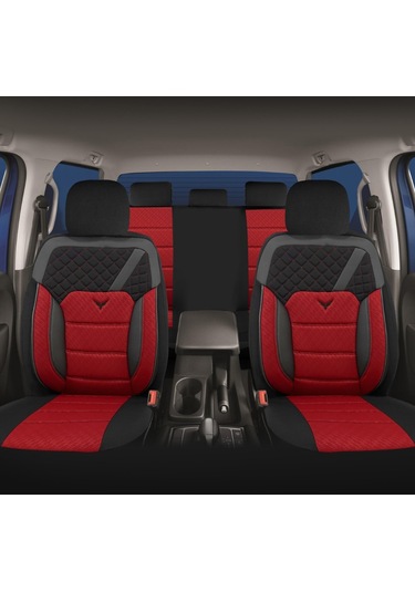 Pandami Oto Koltuk Kılıfı, Tam Set, Gofraj / Kırmızı
