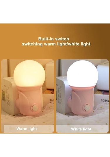 Mavi Led Plug-in Gece Lambası 2 Renk Göz Koruması Uyku Işığı Yatak Odası Soket Işıkları Enerji Tasarrufu Sevimli Balkon Koridor Lambası Mavi