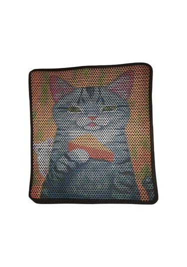 Nanbell Büyük Elekli Çift Katlı Kedi Kumu Paspası 75x59 Cm Desenli No:10