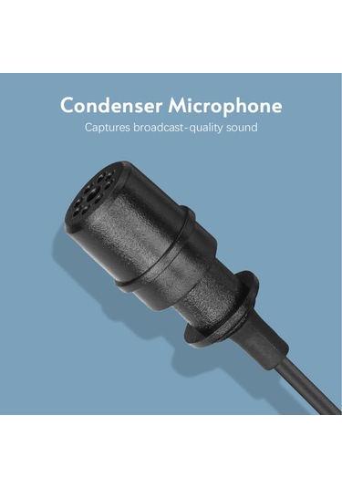Skycıty Universal Tipi, Tam Yönlü Kondansatörlü 6 Metre Kablo Uzunluğunda 3.5mm Trrs Bağlantılı Kıskaç Mikrofon