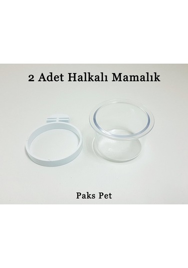 T-Pet Halkalı Kuş Mamalığı Kelepçeli Mamalık Şeffaf Kuş Mamalığı 2'li