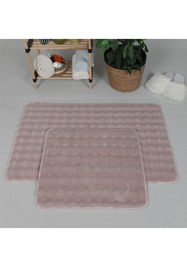 Zebra Casa Bonny 2 Li Pelüş Banyo Paspası Pudra