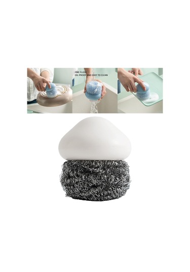 Magideal Suntek Mutfak Dayanıklı Çelik Tel Bulaşık Temizleme Topu Mavi - 7 x 7 x 8 CM Beyaz