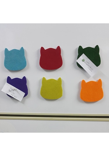 Kedi Tasarımlı Keçe Panolar Arkası Yapışkanlı 6 Adet Renkli Set