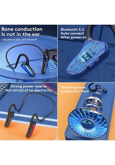 M-d8 Ipx5 Su Geçirmez Kemik Geçişi Bluetooth Asılı Kulak Kablosuz Kulaklık Mavi