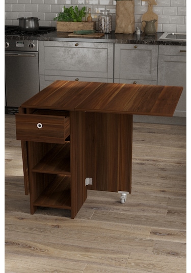 Dekorfim DF01102BR Pratik Katlanır Masa Mutfak ve Yemek Masası