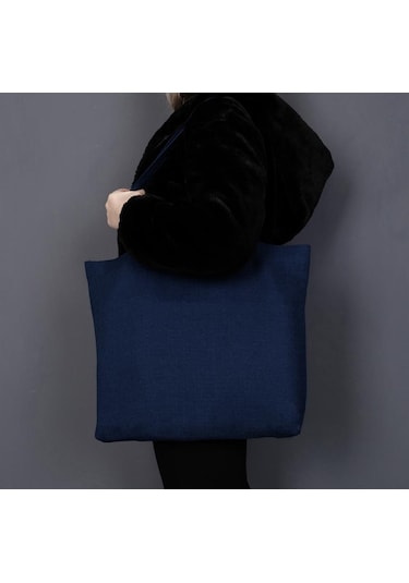 Keten Görünümlü Körüklü Kadın Kol Ve Omuz Çantası Lacivert-1409