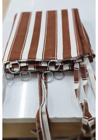 Devrim Olivya Tekstil Halkalı-kahve-beyaz Özel Dikim Lüks Branda Balkon Perdesi Ölçüler--en-x-yüksekliktir Kahve Beyaz Kahverengi Beyaz