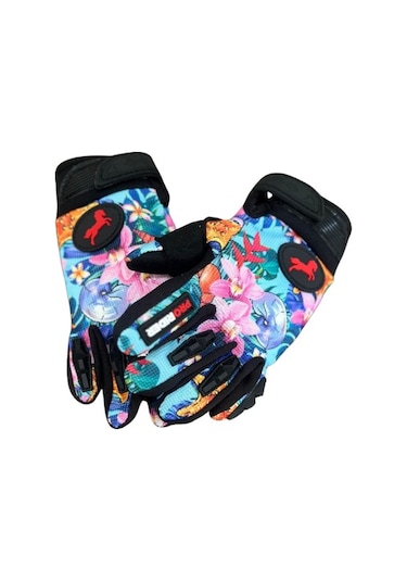 Motoanl Motosiklet Çocuk Eldiveni Tpr Velcro Kids Motor Eldiven Flower