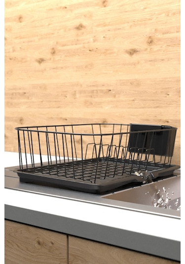 Teknotel Tek Katlı Bulaşıklık Tabaklık Oluklu Tepsi Mat Siyah Kb0 Mat Siyah