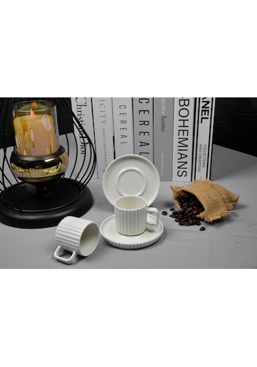 12 Parça 6 Kişilik Porselen Satürn Kahve Fincan Takımı