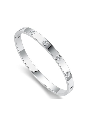 Novahub Gümüş Kübik Zirkonya Taşlı Bilezikler Paslanmaz Çelik Bileklik Takı Kadınlar Genç Kızlar İçin Aşk Hediyeleri Gümüş Gümüş