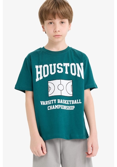 DeFacto Erkek Çocuk 2'li Takım Baskılı Kısa Kollu Tişört Beli Lastikli Şort F1227A825HSGN146