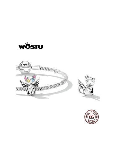 Novahub Siyah 925 Ayar Gümüş Melek Kedi Charms Kolye Kadınlar İçin Orijinal Takı Siyah