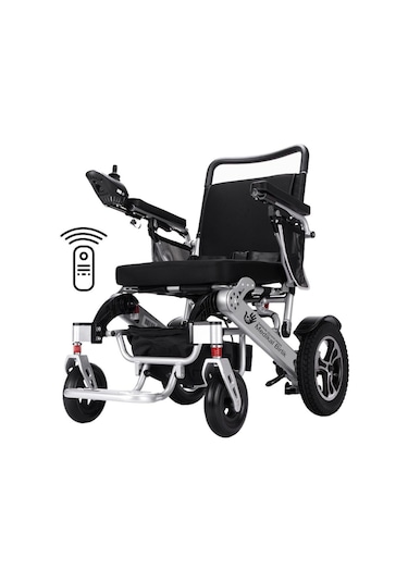 Ekonomik Lityum Pilli Hafif Akülü Tekerlekli Sandalye Uzaktan Kumandalı Ve Tek Hareketle Katlanabilir