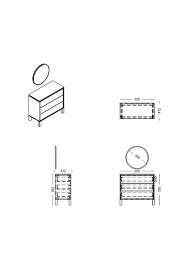 Şifonyer, Megan Çekmeceli Aynalı Şifonyer Çok Renkli